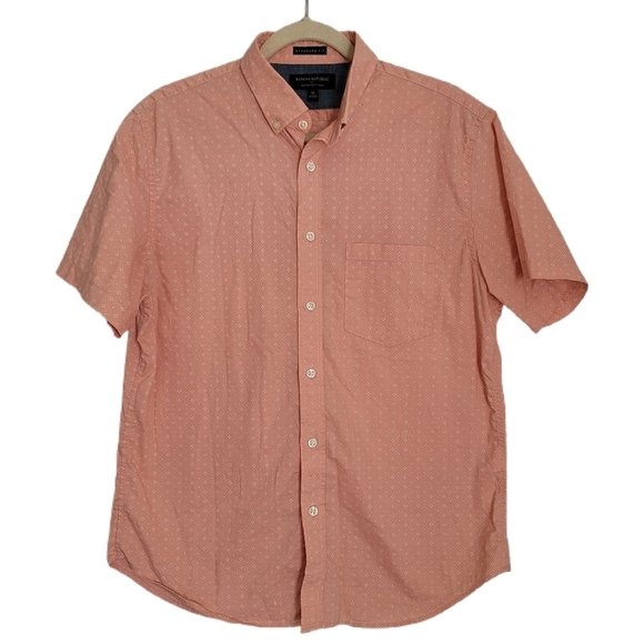 Banana Republic Other - Banana Republic Shirt Mens M Medium Pink Button Up Short Sleeve Standard Fit